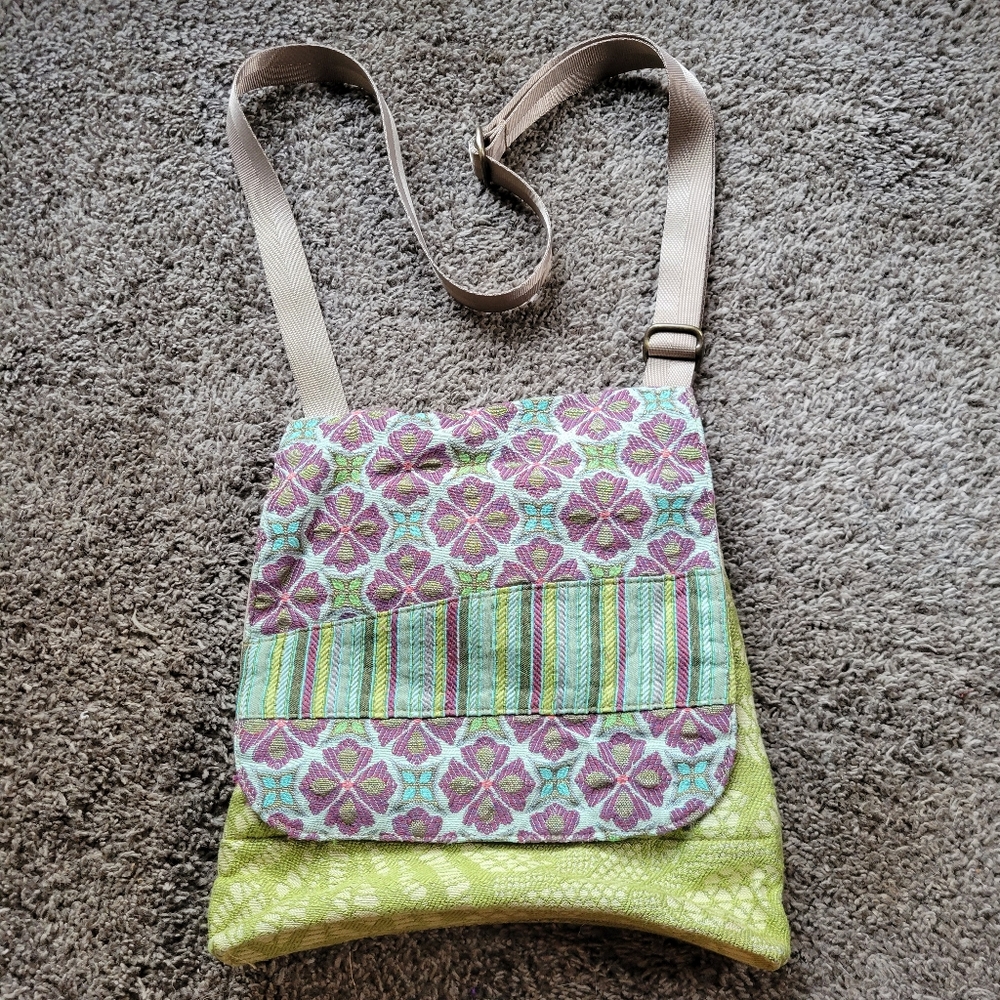 Maruca Handmade Crossbody Bag Green Purple